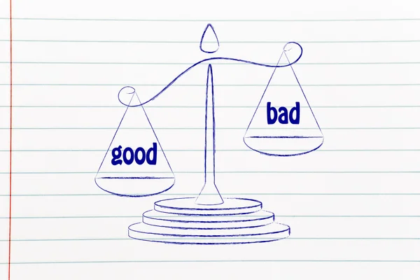 Metaphor of balance measuring the good and the bad