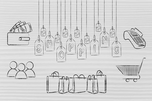 Elements of shopping illustration