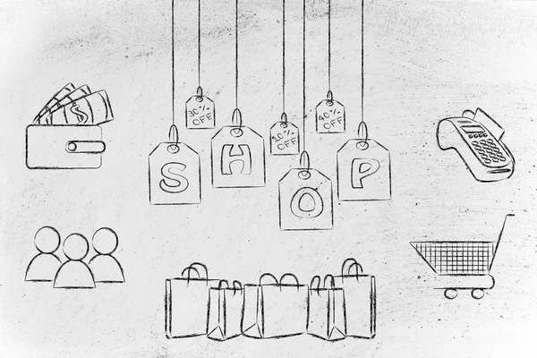 Shops & sales concept illustration