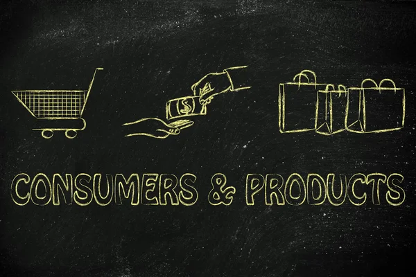 Consumers & products illustration