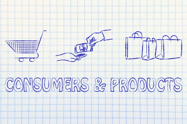 Consumers & products illustration