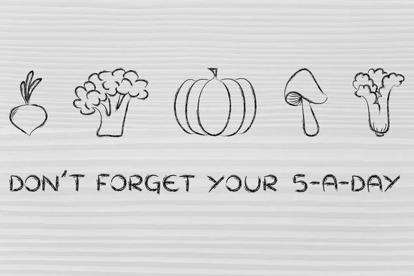 Don't forget your five a day, vegetables illustration