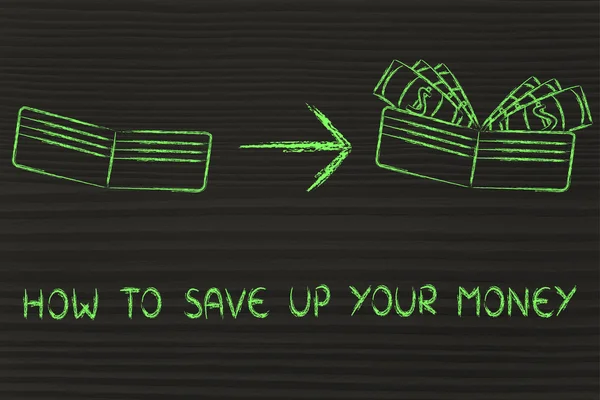 How to save up your money concept