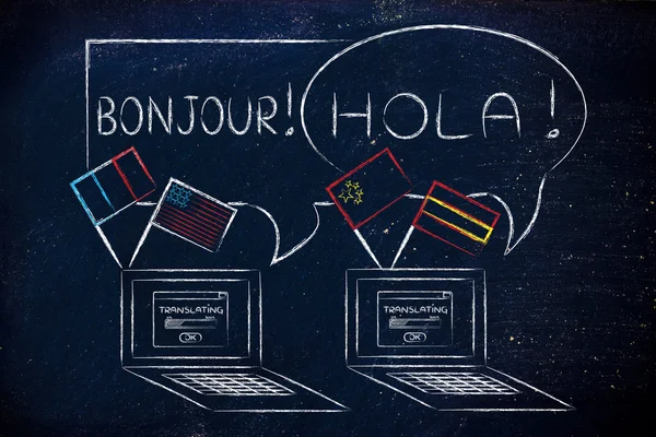 Online language software and translations illustration