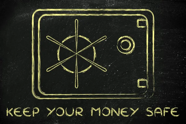 Illustration of a safe with text Keep your money safe