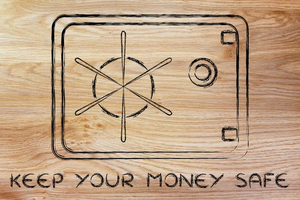 Illustration of a safe with text Keep your money safe