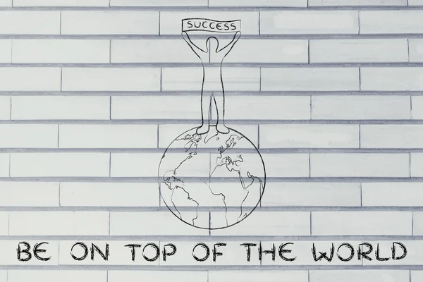 Concept of reaching your goals and be on top of the world