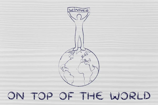 Concept of reaching success and being on top of the world