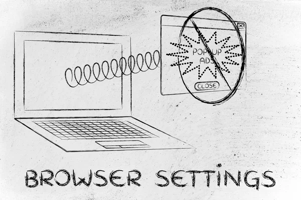 Illustration of pop-up windows and browser settings
