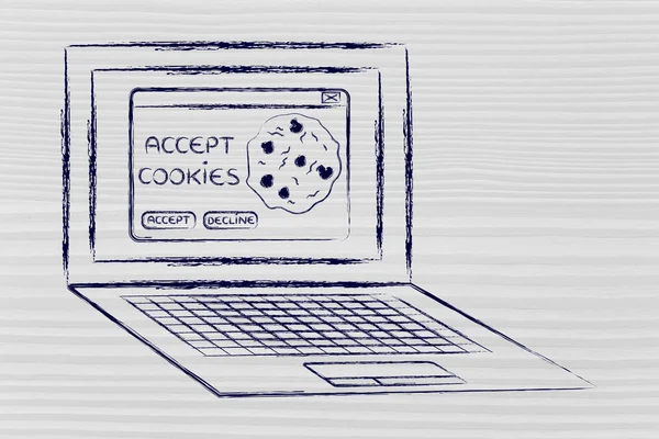 Laptop with message about accepting website cookies