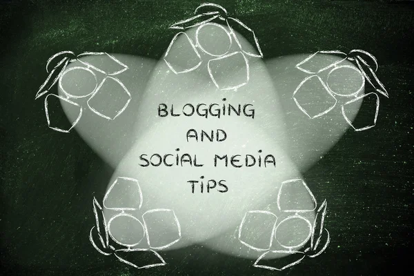 Spotlights with text Blogging and Social Media Tips