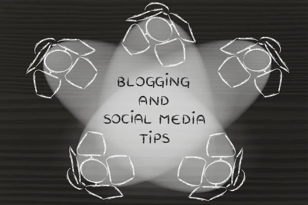 Spotlights with text Blogging and Social Media Tips