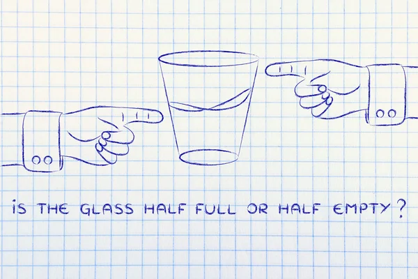 Is the glass half full or half empty? illustration