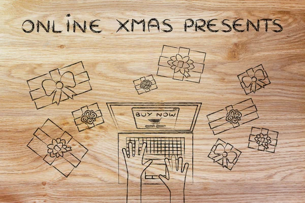 Concept of online Xmas presents