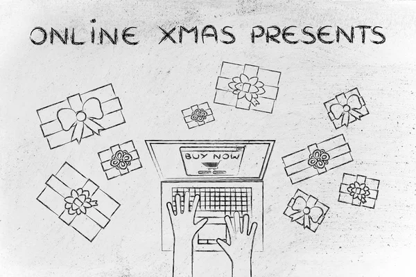 Concept of online Xmas presents