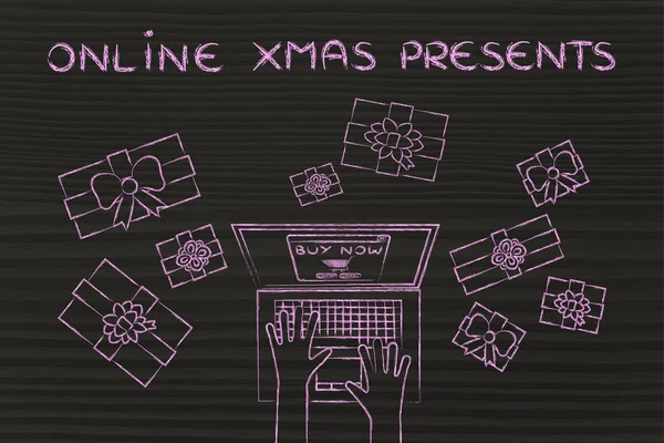 Concept of online Xmas presents