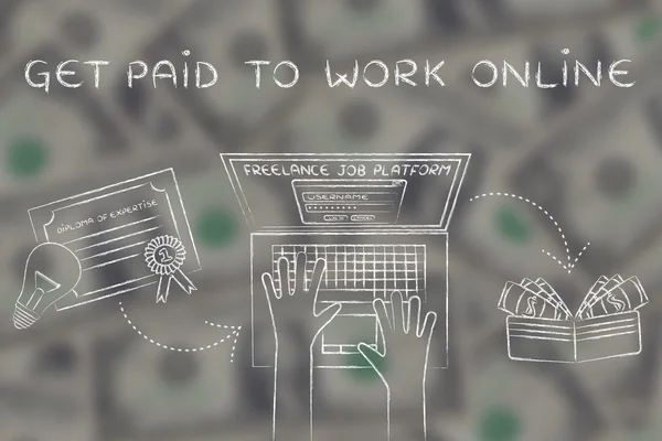 Get paid to work online illustration