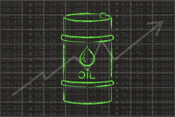 Oil barrel on stock exchange background