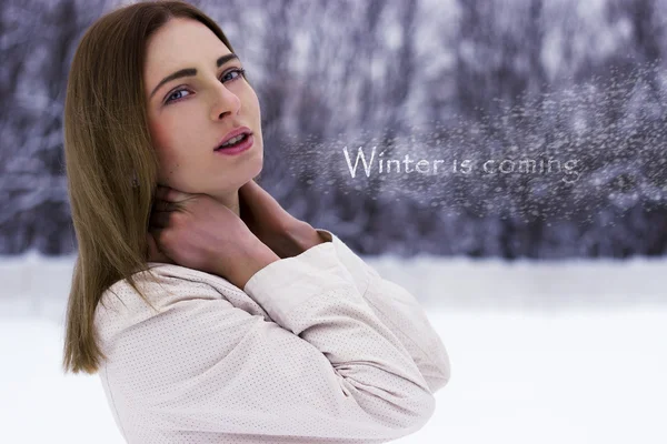 Girl on winter background (Winter is coming)
