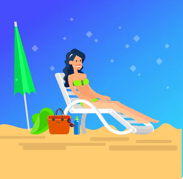 Hot girl on a beach. Vector illustration