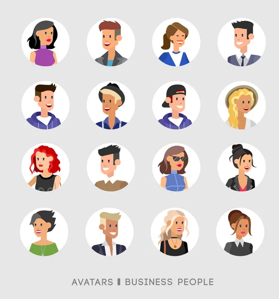 Cute cartoon human avatars set