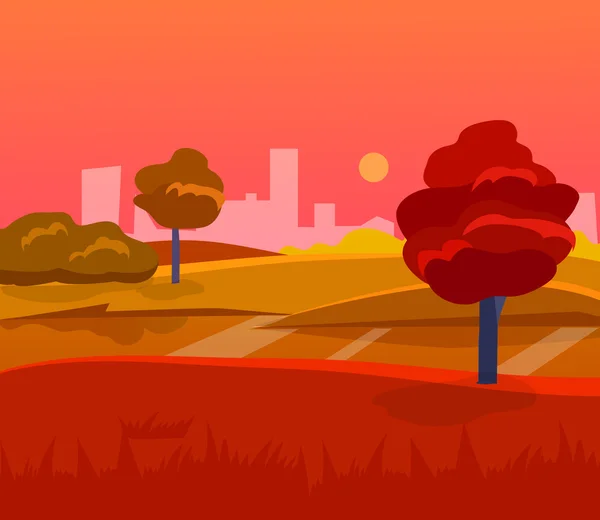 Cartoon desert evening landscape