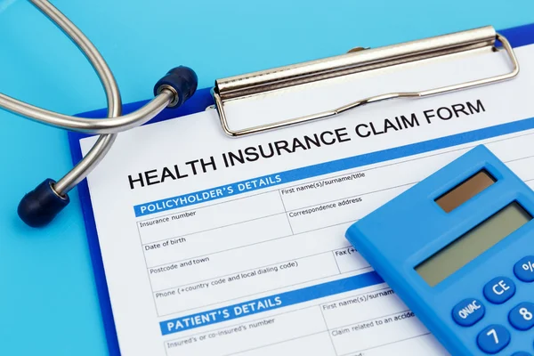 Health insurance claim form with calculator