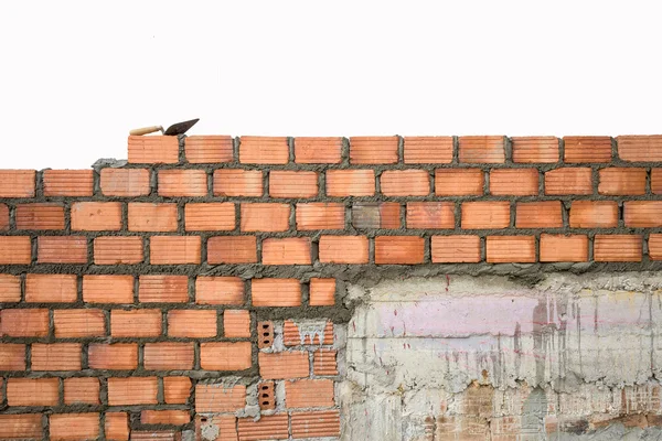 Builder laying bricks in site.