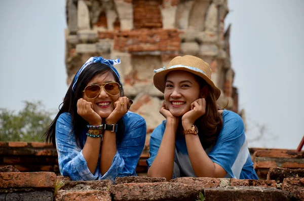 Thai women portrait at ancient building