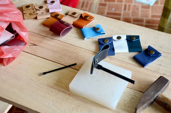 Leather craft tools for Handmade key ring and small bag