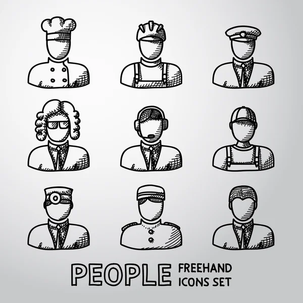 Set of hand drawn people faces