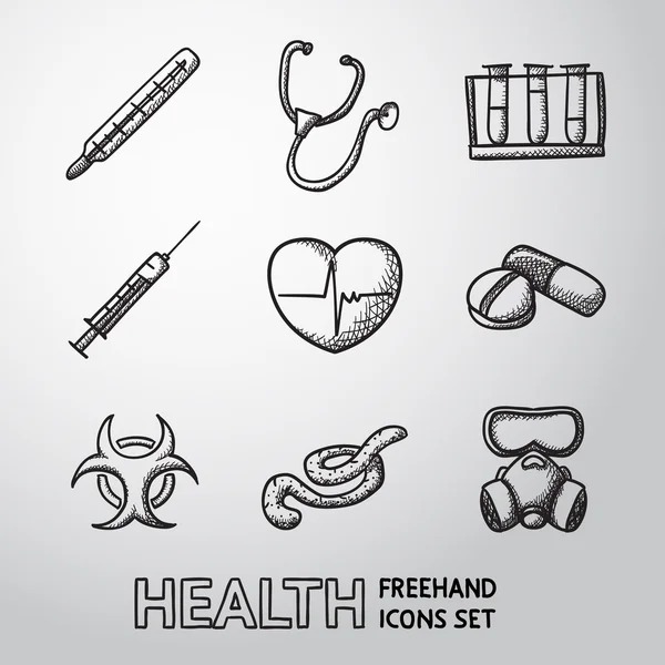 Medicine and health care freehand icons