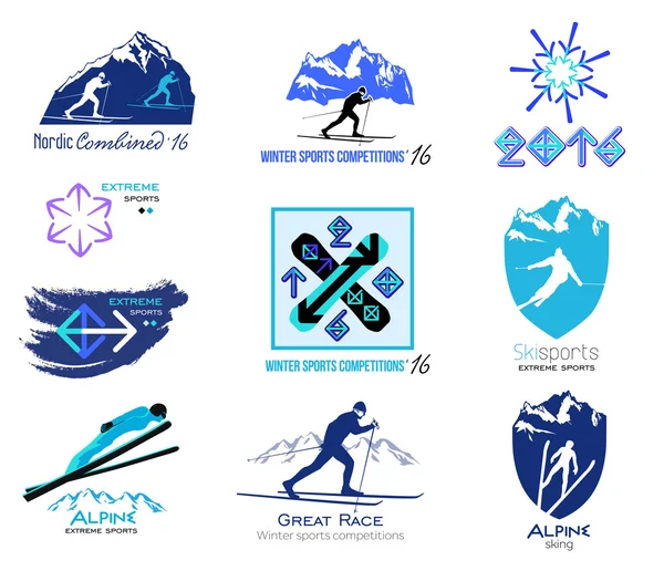 Set of cross-country skiing logos