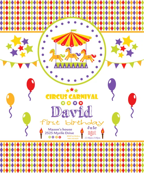 Circus party card design for kids.