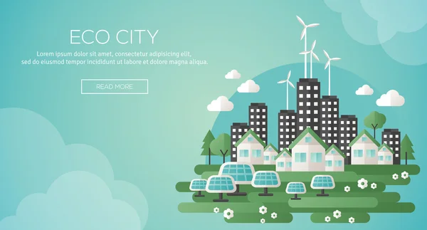 Green eco city and sustainable architecture banner.