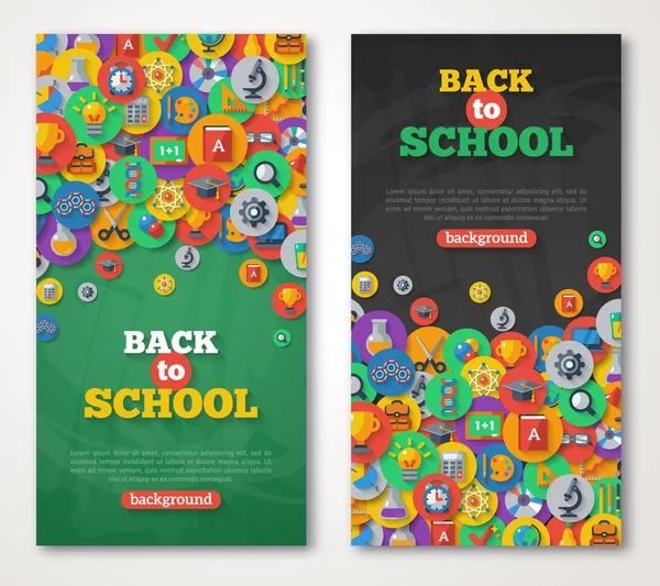 Back To School Banner Set With Flat Icons on Circles.