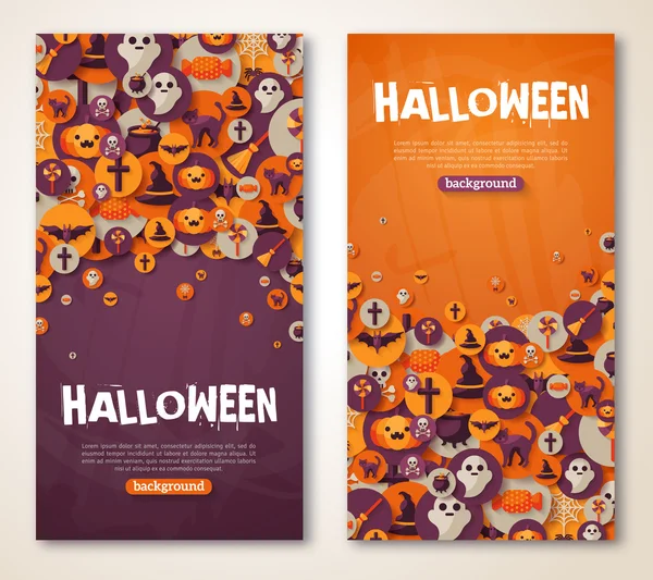 Halloween Banners Set. Vector Illustration. Flat Halloween Icons