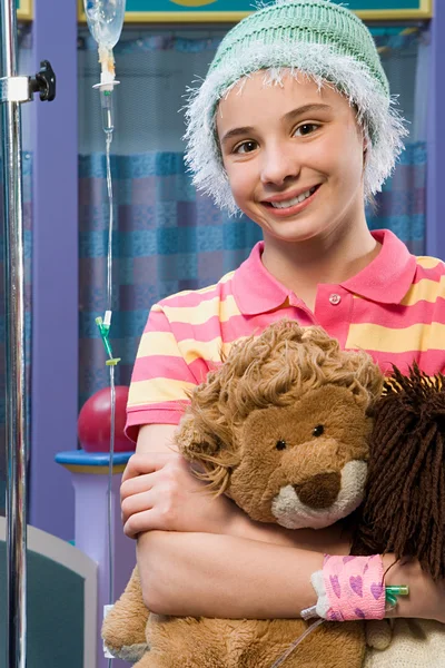 Girl in hospital smiling
