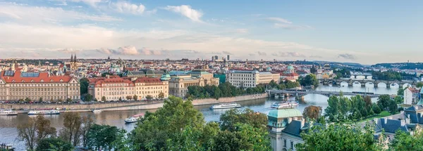 Vltava river and bridges in Prague, Czech republic, Europe.