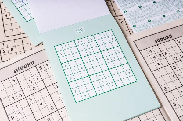 Many blank sudoku crosswords. Popular logic game with numbers.