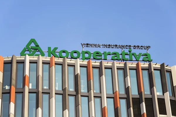 Kooperativa - Vienna Insurance group logo on the Main Point Karlin building of the Czech headquarters on March 31, 2016 in Prague, Czech republic.