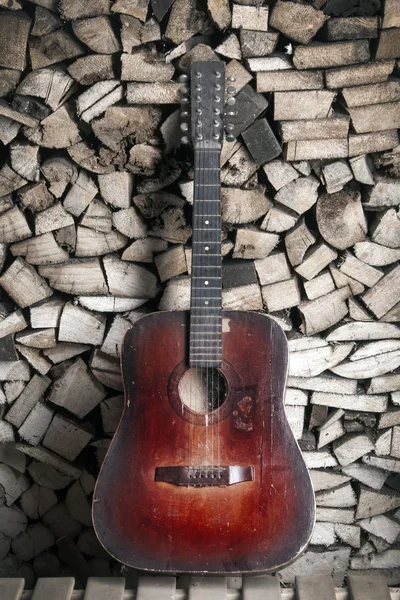 Twelve-string red guitar