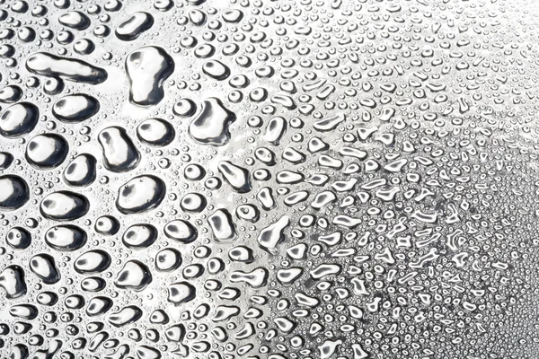 Water drops on polished metal surface