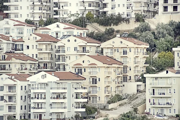 Mediterranean town with white houses on  hillside