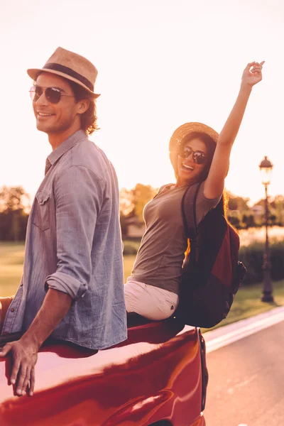 Couple enjoying road trip