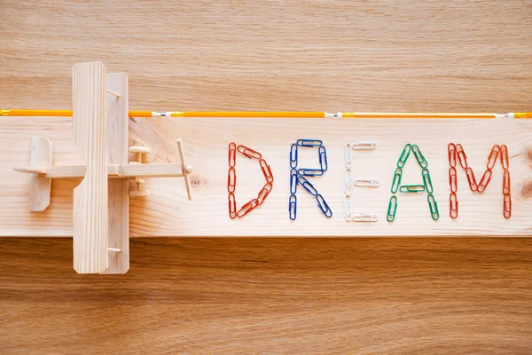 Text Dreams made from colorful staples
