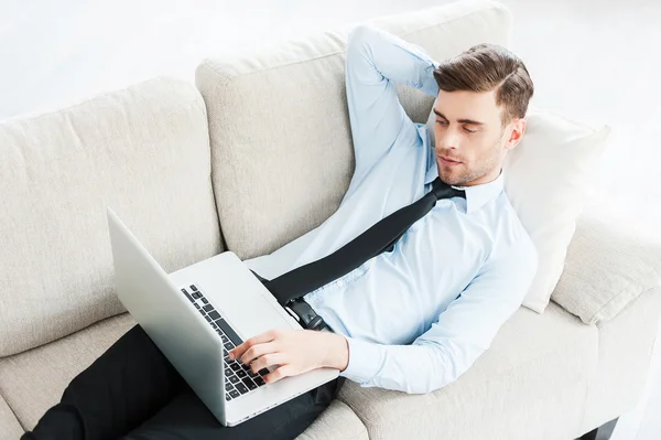 Businessman working on laptop