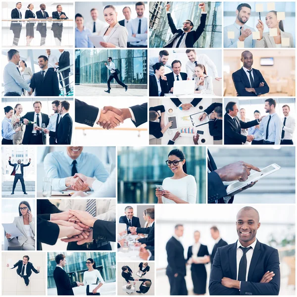 Collage of multi-ethnic business people