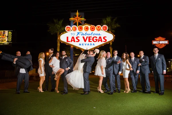 Wedding Party at Las Vegas Sign