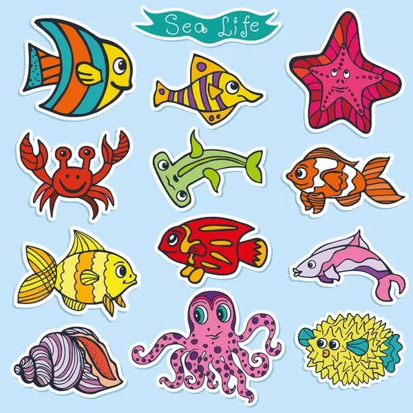 Cartoon Funny Fish stickers.